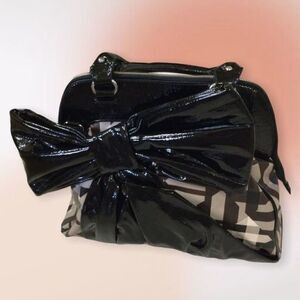 BLACK Patent‎ Bow Large Tote or Shoulder Bag NWT